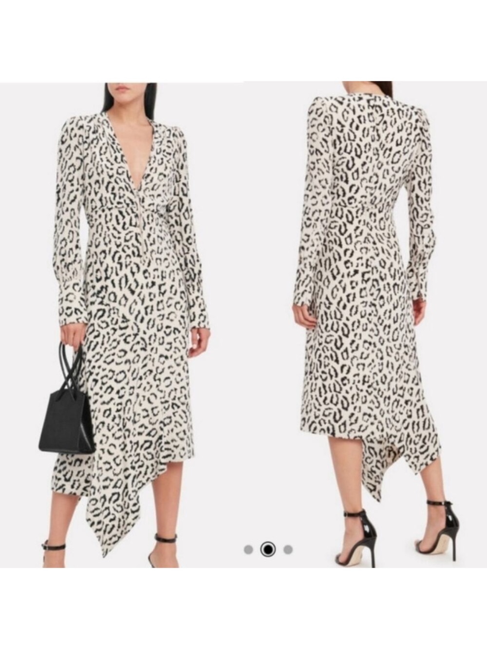 A.L.C. Asymmetric Leopard-Print Midi Dress - White/Black